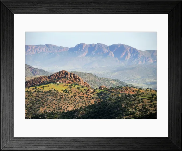Framed Print : Landscape viewed from Kerdous Pass, on the road from Tafraoute to Tiznit, Anti-Atlas, Morocco Framed Print : Landscape viewed from Kerdous Pass, on the road from Tafraoute to Tiznit, Anti-Atlas, Morocco