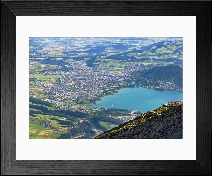 Framed Print : View of Thun from Niesen mountain, Canton of Bern, Switzerland Framed Print : View of Thun from Niesen mountain, Canton of Bern, Switzerland