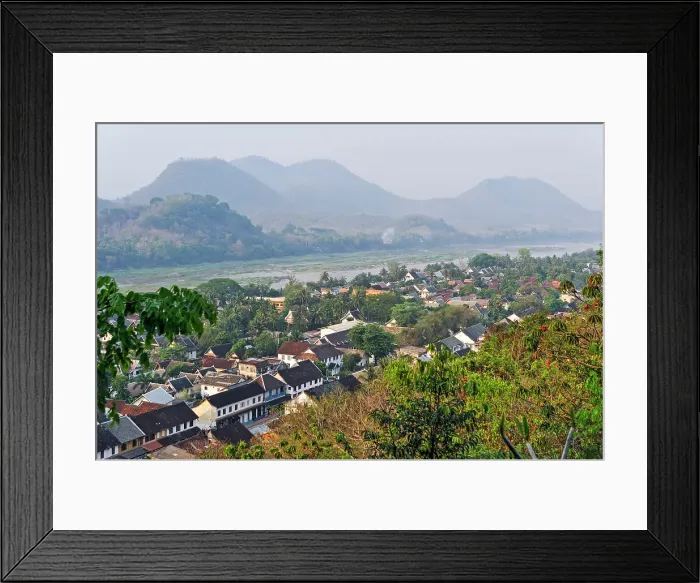 Framed Print : Overview of Luang Prabang from Phu Si hill with the Mekong River in the background, northern Laos Framed Print : Overview of Luang Prabang from Phu Si hill with the Mekong River in the background, northern Laos