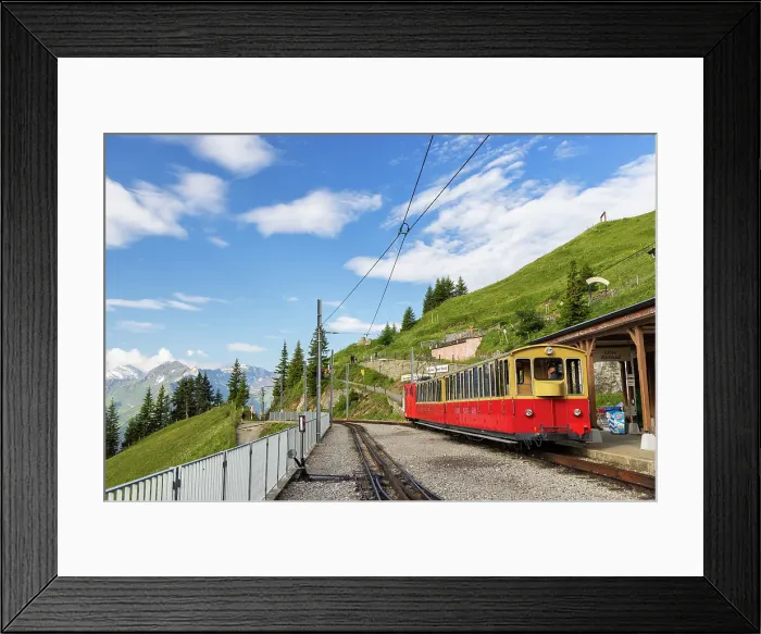 Framed Print : Train of cogwheel railway at Schynige Platte, Jungfrau Region, Bernese Oberland, Switzerland Framed Print : Train of cogwheel railway at Schynige Platte, Jungfrau Region, Bernese Oberland, Switzerland