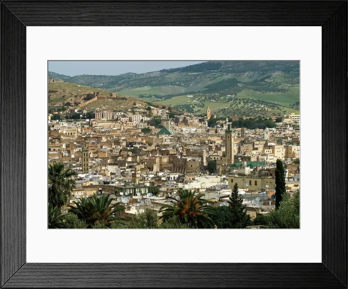 Framed Print : Medina of Fes, UNESCO, viewed from Borj south, Fes, Morocco Framed Print : Medina of Fes, UNESCO, viewed from Borj south, Fes, Morocco