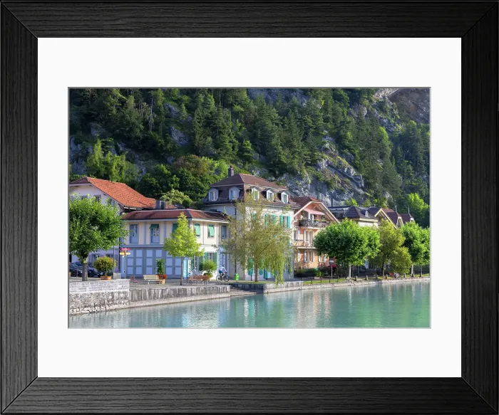 Framed Print : Buildings along Aare River, Interlaken, Bernese Oberland, Switzerland Framed Print : Buildings along Aare River, Interlaken, Bernese Oberland, Switzerland