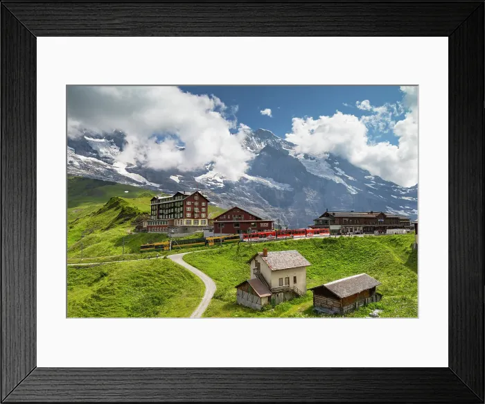Framed Print : Kleine Scheidigg railway station and Jungfrau mountain, Jungfrau Region, Bernese Oberland, Switzerland Framed Print : Kleine Scheidigg railway station and Jungfrau mountain, Jungfrau Region, Bernese Oberland, Switzerland