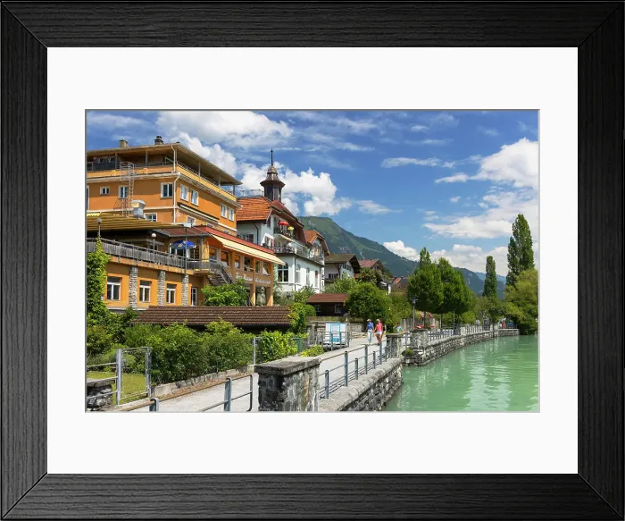 Framed Print : Guesthouses along Lake Brienz, Brienz, Bernese Oberland, Switzerland Framed Print : Guesthouses along Lake Brienz, Brienz, Bernese Oberland, Switzerland