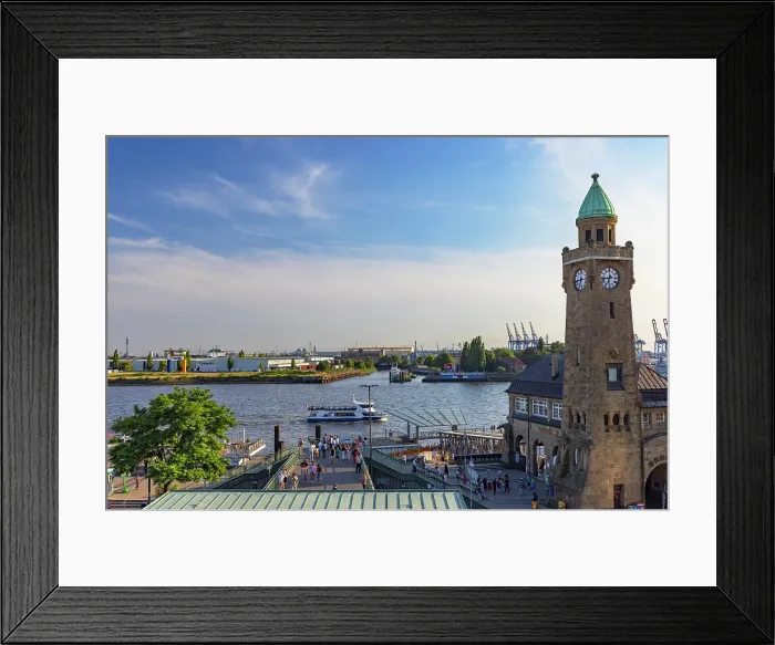Framed Print : Landungsbruk Europeen ferry pier, Hamburg, Germany, Europe