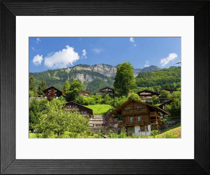 Framed Print : Traditional chalets with Brienzer Rothorn mountain, Brienz, Bernese Oberland, Switzerland Framed Print : Traditional chalets with Brienzer Rothorn mountain, Brienz, Bernese Oberland, Switzerland