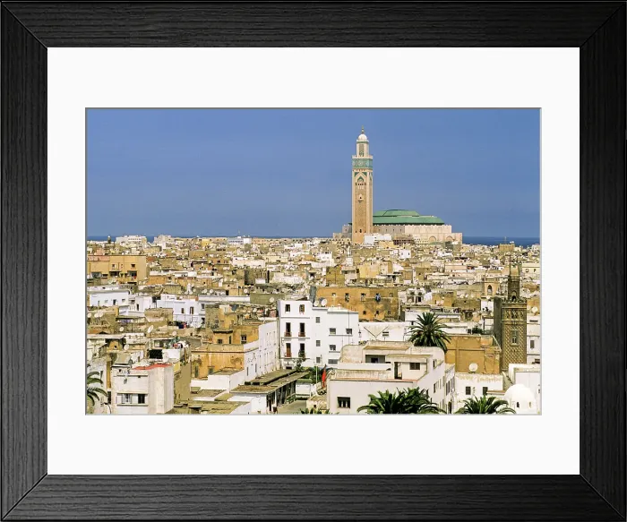 Framed Print : Overview with the Hassan II Mosque in the background, Casablanca, Morocco Framed Print : Overview with the Hassan II Mosque in the background, Casablanca, Morocco