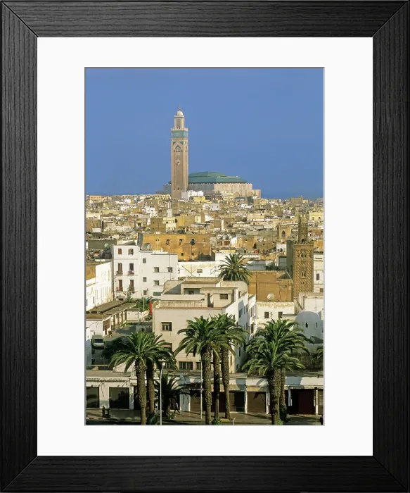 Framed Print : Overview with the Hassan II Mosque in the background, Casablanca, Morocco Framed Print : Overview with the Hassan II Mosque in the background, Casablanca, Morocco