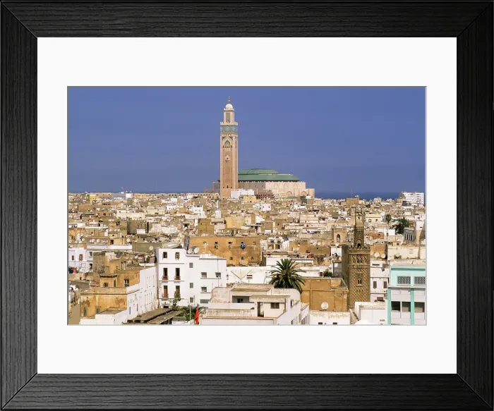 Framed Print : Overview with the Hassan II Mosque in the background, Casablanca, Morocco Framed Print : Overview with the Hassan II Mosque in the background, Casablanca, Morocco