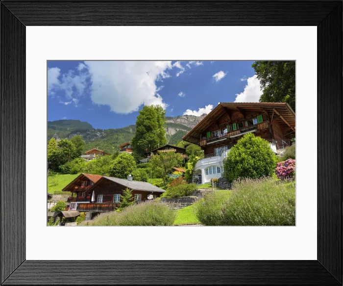 Framed Print : Traditional chalets on hillside, Brienz, Bernese Oberland, Switzerland Framed Print : Traditional chalets on hillside, Brienz, Bernese Oberland, Switzerland