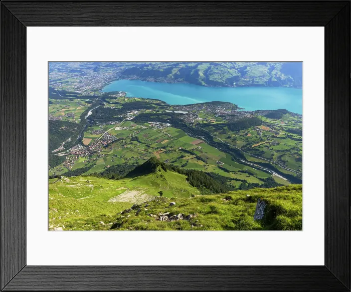 Framed Print : View of Thun and Lake Thun from Niesen mountain, Canton of Bern, Switzerland Framed Print : View of Thun and Lake Thun from Niesen mountain, Canton of Bern, Switzerland