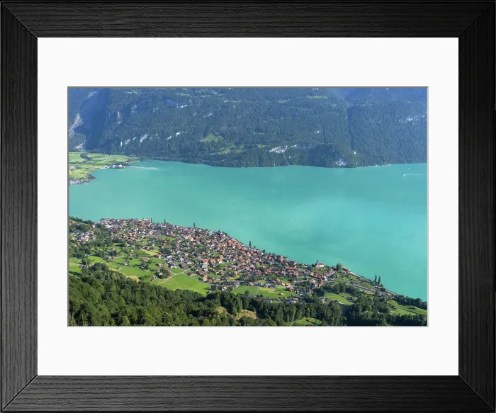 Framed Print : Aerial view of Lake Brienz, Brienz, Bernese Oberland, Switzerland Framed Print : Aerial view of Lake Brienz, Brienz, Bernese Oberland, Switzerland