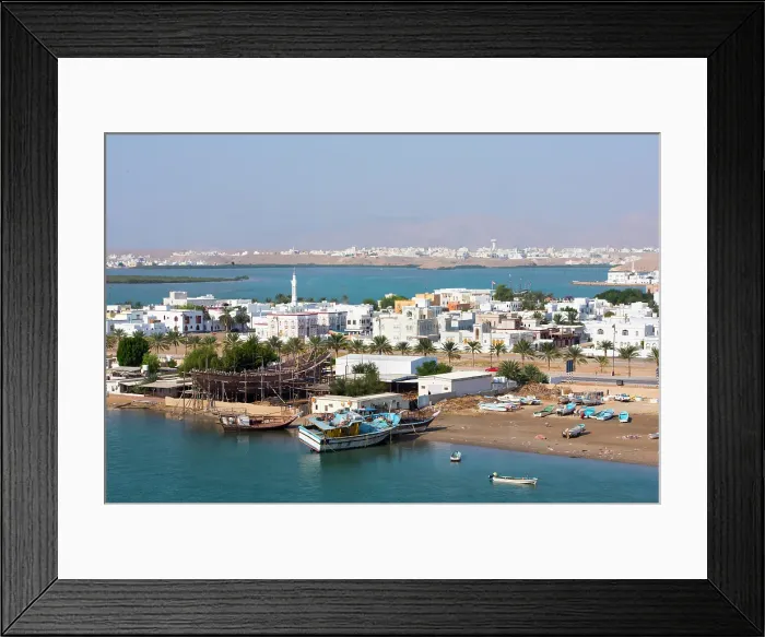 Framed Print : Dhows in shipyard, Sur Township, port-city, capital of Ash Sharqiyah Region, Sultanate of Oman, Arabian Peninsula