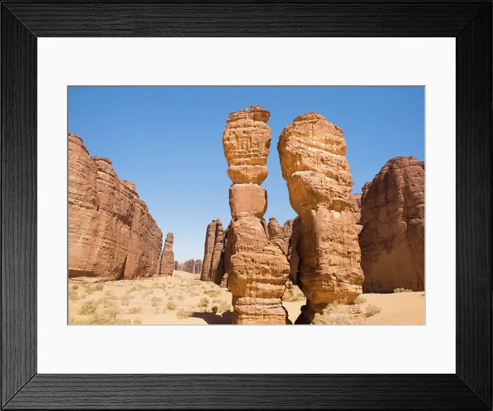 Framed Print : Extraordinary sandstone rock structure called Dancing Rocks in the Sharaan Nature Reserve, AlUla, Medina Province, Saudi Arabia Framed Print : Extraordinary sandstone rock structure called Dancing Rocks in the Sharaan Nature Reserve, AlUla, Medina Province, Saudi Arabia