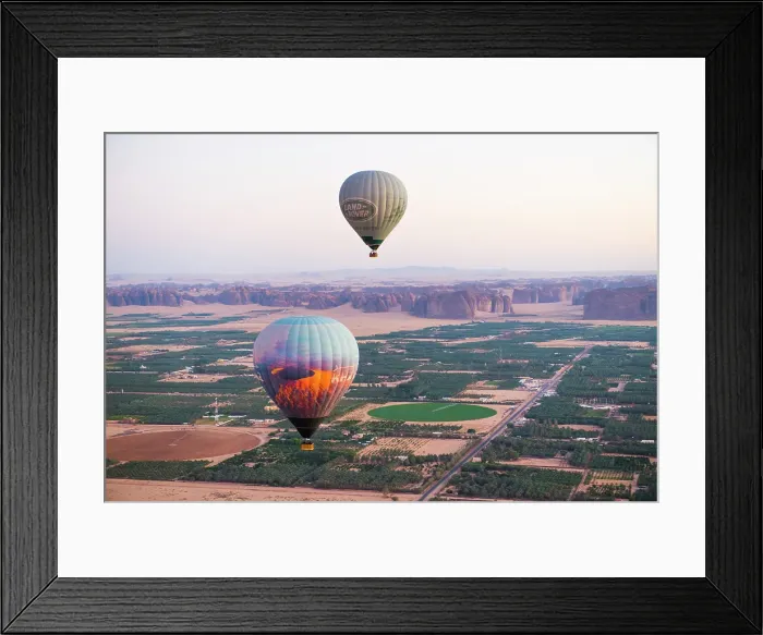 Framed Print : Hot air balloon flight over Hegra site and around with Hero Balloon Flights Saudi Operator, AlUla, Medina Province, Saudi Arabia Framed Print : Hot air balloon flight over Hegra site and around with Hero Balloon Flights Saudi Operator, AlUla, Medina Province, Saudi Arabia