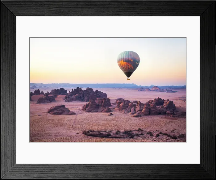 Framed Print : Hot air balloon flight over Hegra site and around with Hero Balloon Flights Saudi Operator, AlUla, Medina Province, Saudi Arabia Framed Print : Hot air balloon flight over Hegra site and around with Hero Balloon Flights Saudi Operator, AlUla, Medina Province, Saudi Arabia