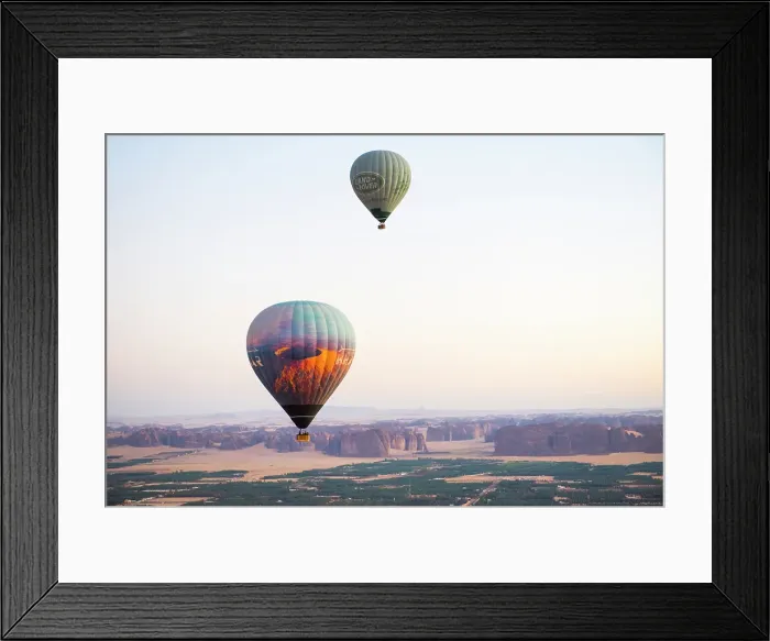 Framed Print : Hot air balloon flight over Hegra site and around with Hero Balloon Flights Saudi Operator, AlUla, Medina Province, Saudi Arabia Framed Print : Hot air balloon flight over Hegra site and around with Hero Balloon Flights Saudi Operator, AlUla, Medina Province, Saudi Arabia