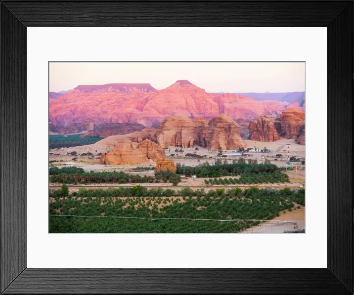 Framed Print : Aerial view from hot air balloon over Hegra site and around, AlUla, Medina Province, Saudi Arabia Framed Print : Aerial view from hot air balloon over Hegra site and around, AlUla, Medina Province, Saudi Arabia