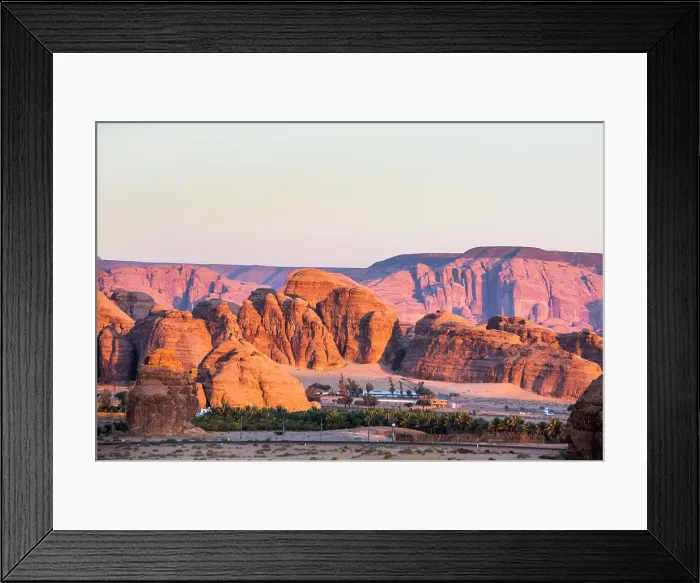 Framed Print : Aerial view from hot air balloon over Hegra site and around, AlUla, Medina Province, Saudi Arabia Framed Print : Aerial view from hot air balloon over Hegra site and around, AlUla, Medina Province, Saudi Arabia