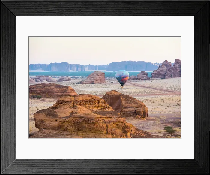 Framed Print : Hot air balloon flight over Hegra site and around with Hero Balloon Flights Saudi Operator, AlUla, Medina Province, Saudi Arabia Framed Print : Hot air balloon flight over Hegra site and around with Hero Balloon Flights Saudi Operator, AlUla, Medina Province, Saudi Arabia
