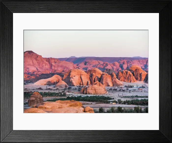 Framed Print : Aerial view from hot air balloon over Hegra site and around, AlUla, Medina Province, Saudi Arabia Framed Print : Aerial view from hot air balloon over Hegra site and around, AlUla, Medina Province, Saudi Arabia
