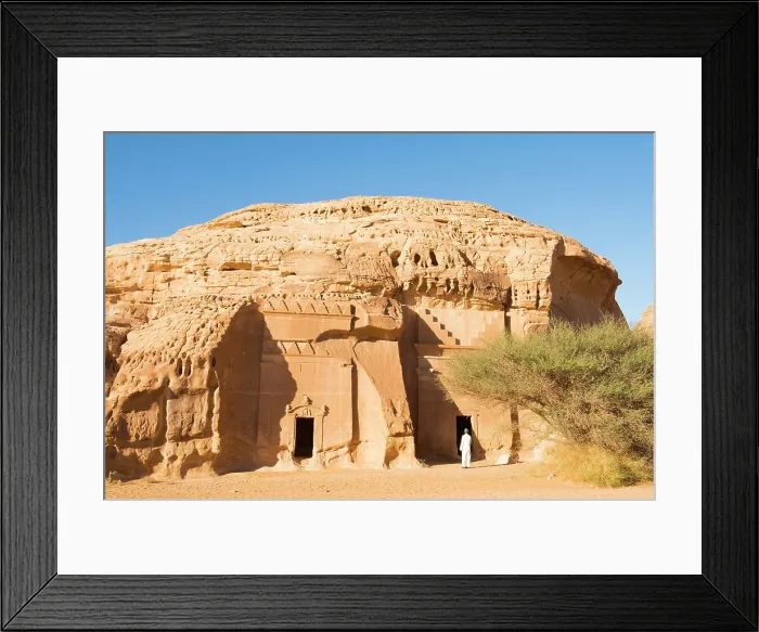 Framed Print : Tombs carved into sandstone rock of Jabal Banat (Qasr Al-Bint) area in site of Hegra (Madain Salih), UNESCO, AlUla, Medina Province, Saudi Arabia Framed Print : Tombs carved into sandstone rock of Jabal Banat (Qasr Al-Bint) area in site of Hegra (Madain Salih), UNESCO, AlUla, Medina Province, Saudi Arabia