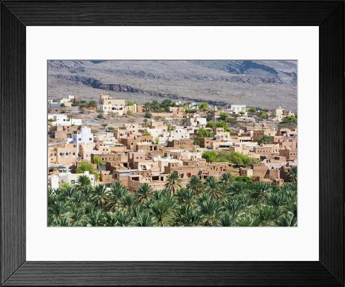 Framed Print : Al-Hamra village and the palm grove, a 400-year-old town in the region Ad Dakhiliyah, Akhdar Mountains, Sultanate of Oman, Arabian Peninsula Framed Print : Al-Hamra village and the palm grove, a 400-year-old town in the region Ad Dakhiliyah, Akhdar Mountains, Sultanate of Oman, Arabian Peninsula