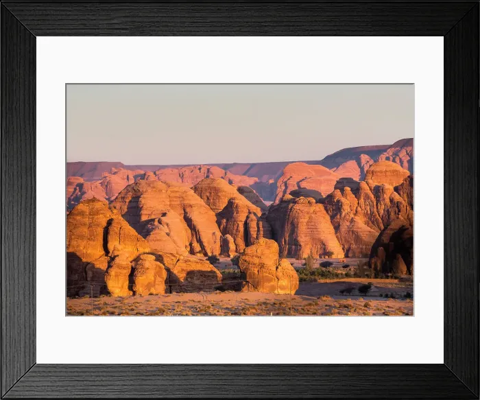 Framed Print : Aerial view from hot air balloon over Hegra site and around, AlUla, Medina Province, Saudi Arabia Framed Print : Aerial view from hot air balloon over Hegra site and around, AlUla, Medina Province, Saudi Arabia