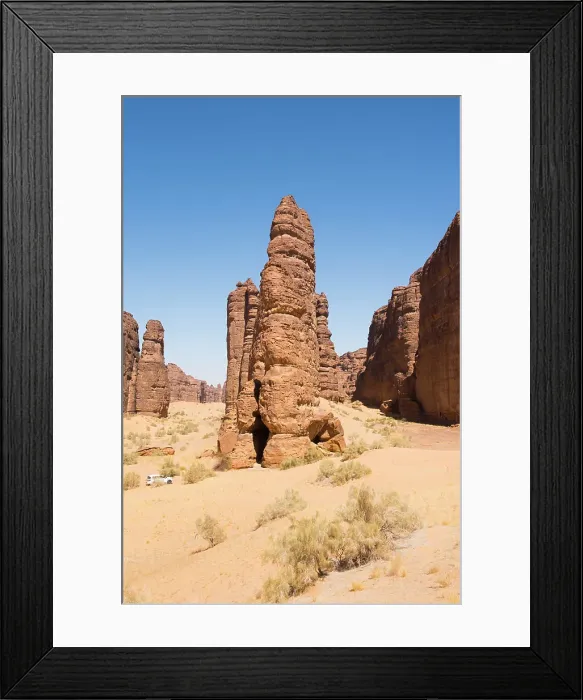 Framed Print : Safari tour among the magnificent sandstone rock structures in the Sharaan Nature Reserve, AlUla, Medina Province, Saudi Arabia Framed Print : Safari tour among the magnificent sandstone rock structures in the Sharaan Nature Reserve, AlUla, Medina Province, Saudi Arabia
