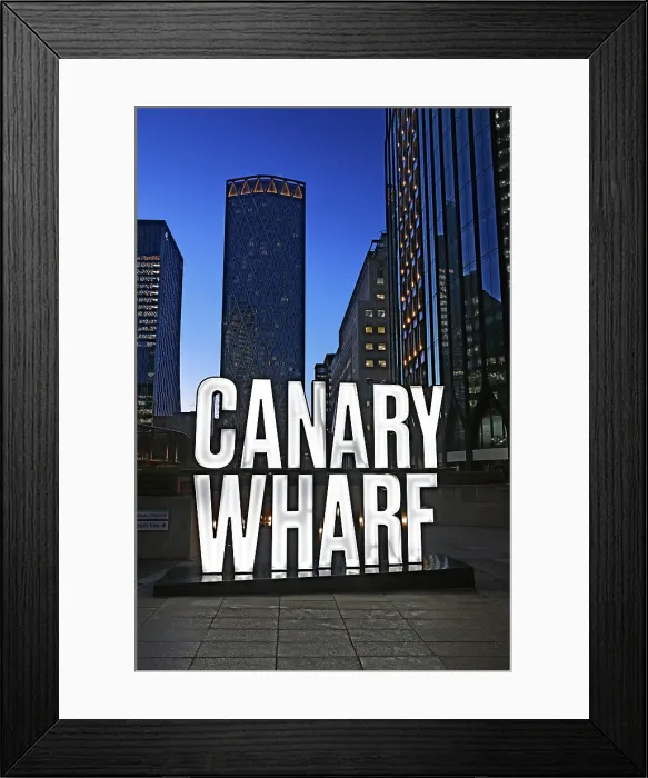 Framed Print : Canary Wharf Sign, Docklands, London, England, United Kingdom Framed Print : Canary Wharf Sign, Docklands, London, England, United Kingdom
