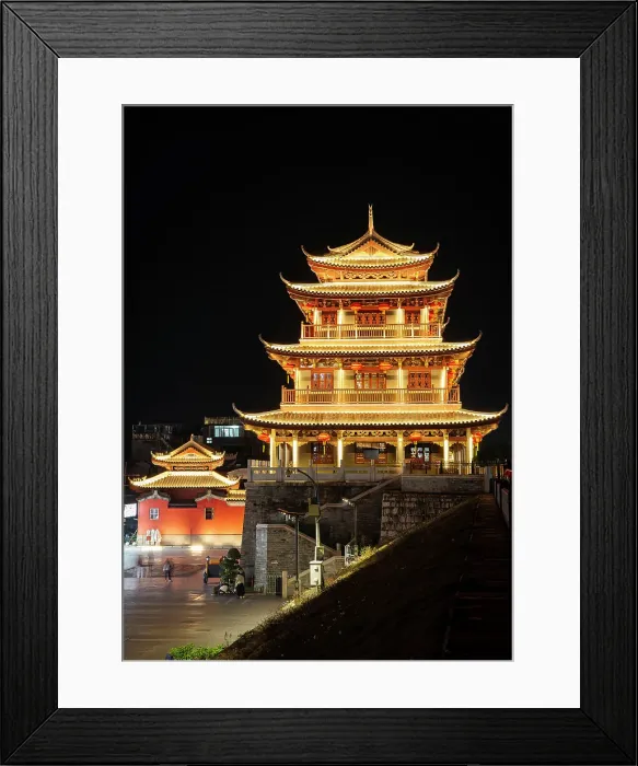 Framed Print : Guangji Gate Tower at night, built in 1370, the gate leads into Chaozhou ancient city, Paifang street, Chaozhou City, Guangdong Province, China Framed Print : Guangji Gate Tower at night, built in 1370, the gate leads into Chaozhou ancient city, Paifang street, Chaozhou City, Guangdong Province, China
