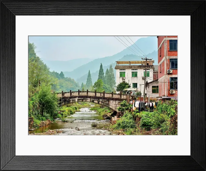 Framed Print : Stone bridge over a river in picturesque Guodong Ancient Village, Wuyi County, Jinhua City, Zhejiang Province, China Framed Print : Stone bridge over a river in picturesque Guodong Ancient Village, Wuyi County, Jinhua City, Zhejiang Province, China