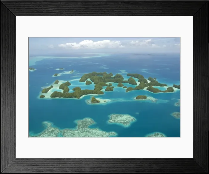 Framed Print : Seventy Islands (Ngerukewid Islands Wildlife Preserve), forest-covered limestone rock Framed Print : Seventy Islands (Ngerukewid Islands Wildlife Preserve), forest-covered limestone rock