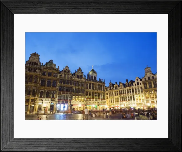 Framed Print : Guildhalls in the Grand Place illuminated at night, UNESCO World Heritage Site Framed Print : Guildhalls in the Grand Place illuminated at night, UNESCO World Heritage Site