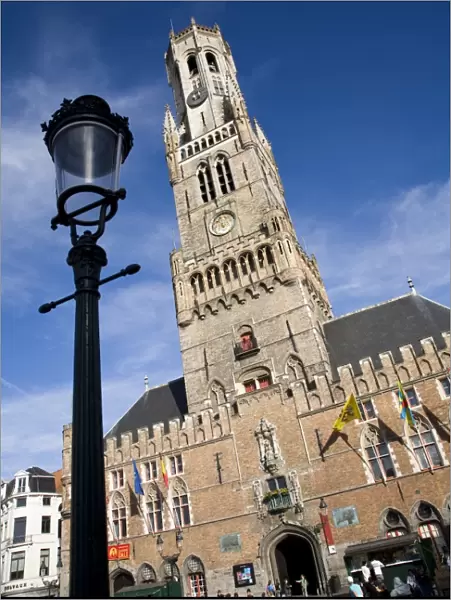 Medieval buildings in Central Square, Bruges, Belgium, Europe