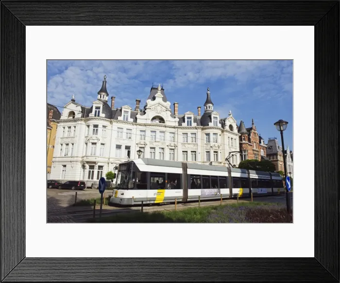 Framed Print : Tram and art deco architecture, Antwerp, Flanders, Belgium, Europe Framed Print : Tram and art deco architecture, Antwerp, Flanders, Belgium, Europe