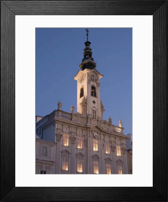 Framed Print : Town Hall (Rathaus) at twilight, Stadtplatz, Steyr, Oberosterreich (Upper Austria) Framed Print : Town Hall (Rathaus) at twilight, Stadtplatz, Steyr, Oberosterreich (Upper Austria)
