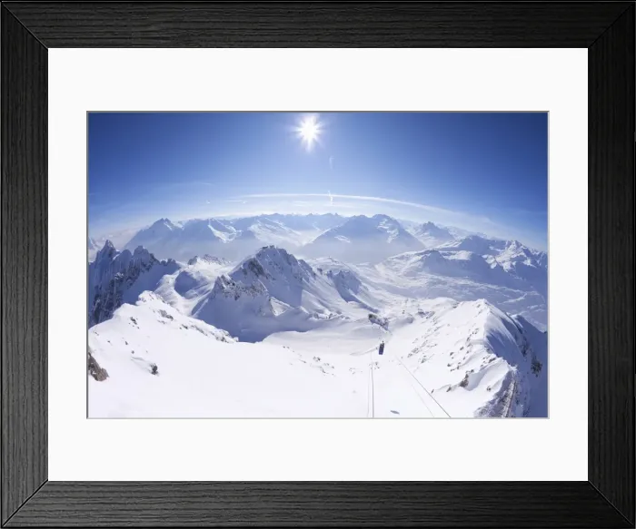 Framed Print : View from summit of Valluga in St. Anton am Arlberg in winter snow, Austrian Alps Framed Print : View from summit of Valluga in St. Anton am Arlberg in winter snow, Austrian Alps