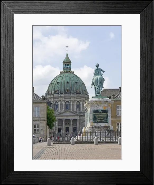 Framed Print : Frederiks Church from the inner courtyard of the Amalienborg Palace Framed Print : Frederiks Church from the inner courtyard of the Amalienborg Palace