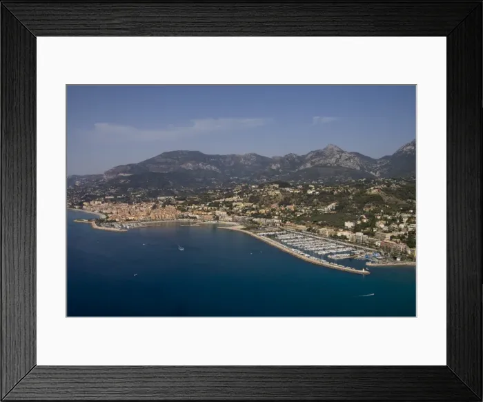Framed Print : View from helicopter of Menton, Alpes-Maritimes, Provence, Cote d Azur Framed Print : View from helicopter of Menton, Alpes-Maritimes, Provence, Cote d Azur