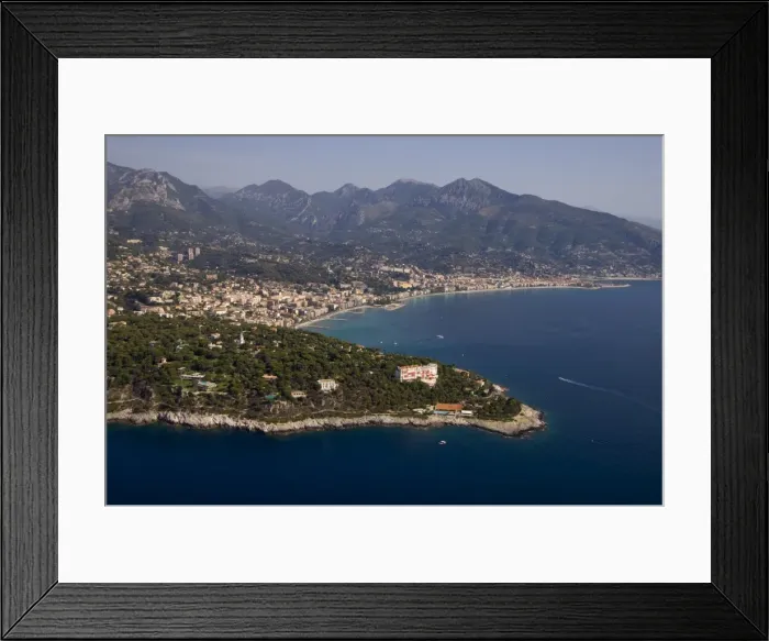 Framed Print : View from helicopter of Roquebrune, Cap Martin, Provence, Cote d Azur Framed Print : View from helicopter of Roquebrune, Cap Martin, Provence, Cote d Azur