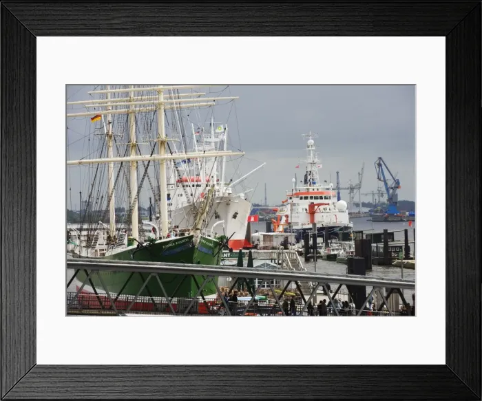 Framed Print : Port of Hamburg on the Elbe River, Hamburg, Germany, Europe Framed Print : Port of Hamburg on the Elbe River, Hamburg, Germany, Europe