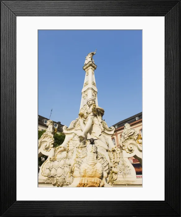 Framed Print : Water fountain, Trier, Rhineland, Germany, Europe Framed Print : Water fountain, Trier, Rhineland, Germany, Europe