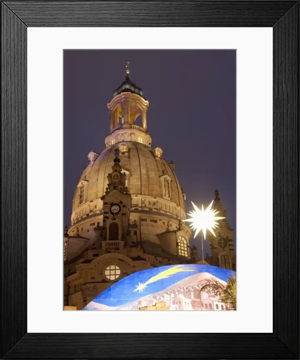 Framed Print : Nativity Scene at Christmas Market in front of Frauen Church at twilight Framed Print : Nativity Scene at Christmas Market in front of Frauen Church at twilight