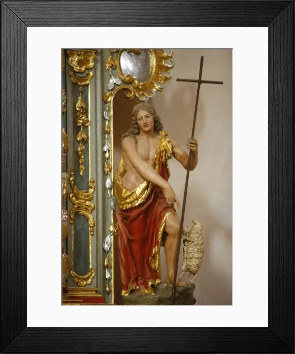 Framed Print : St. John the Baptist statue in Saint-Nicolas la Chapelle church, Saint-Nicolas la Chapelle Framed Print : St. John the Baptist statue in Saint-Nicolas la Chapelle church, Saint-Nicolas la Chapelle