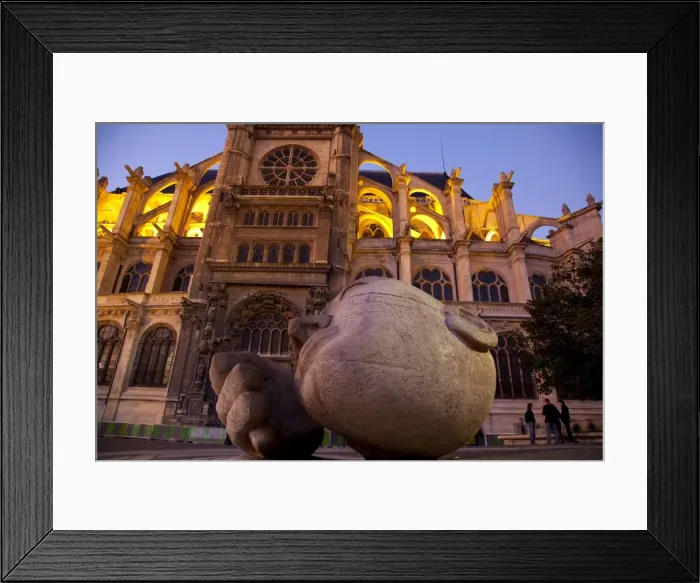 Framed Print : Henri de Miller sculpture Listen in front of Saint Eustache de Paris church Framed Print : Henri de Miller sculpture Listen in front of Saint Eustache de Paris church