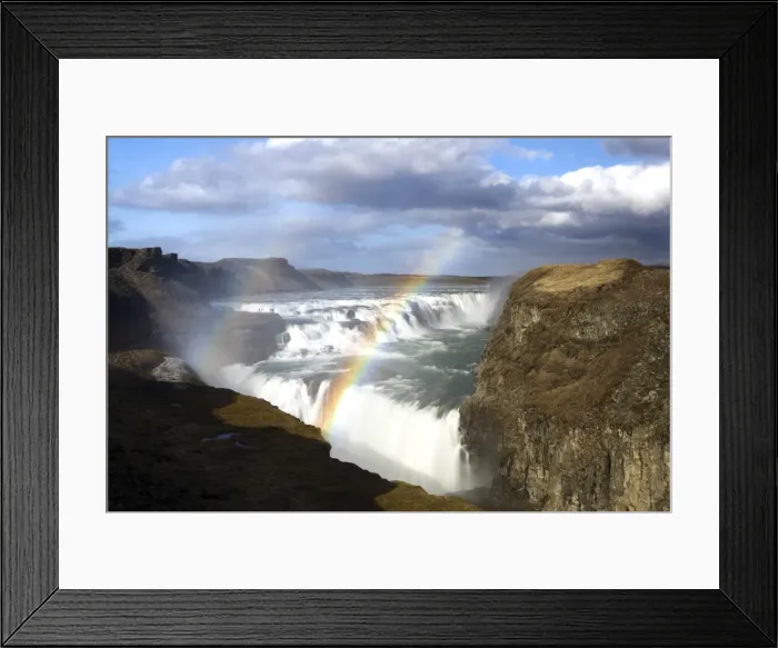 Framed Print : Gullfoss, Europes biggest waterfall, with rainbow created by spray from the falls Framed Print : Gullfoss, Europes biggest waterfall, with rainbow created by spray from the falls