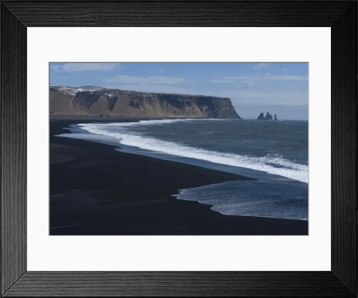 Framed Print : Black volcanic sand beach, Dyrholaey, near Vik, Iceland, Polar Regions Framed Print : Black volcanic sand beach, Dyrholaey, near Vik, Iceland, Polar Regions