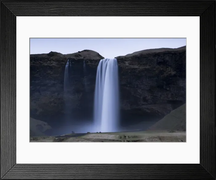 Framed Print : Seljalandsfoss Waterfall captured at dusk using long exposure to record movement in the water Framed Print : Seljalandsfoss Waterfall captured at dusk using long exposure to record movement in the water