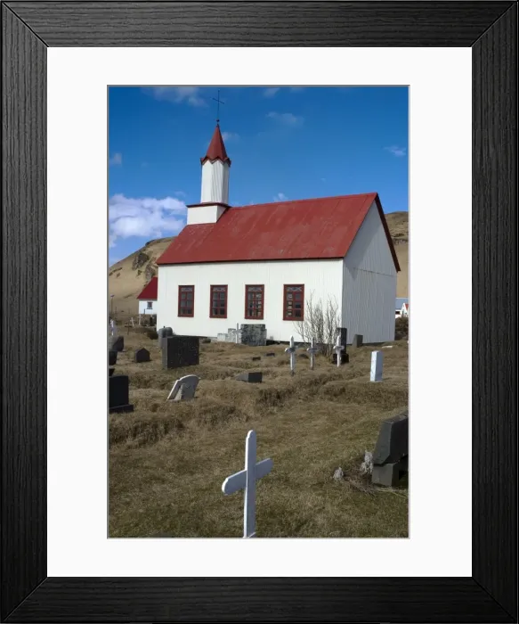 Framed Print : Small regional church near Dyrholaey, Iceland, Polar Regions Framed Print : Small regional church near Dyrholaey, Iceland, Polar Regions